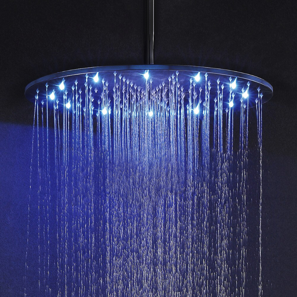 20" Bronze Finish Round Color Changing LED Waterfall Rain Shower head