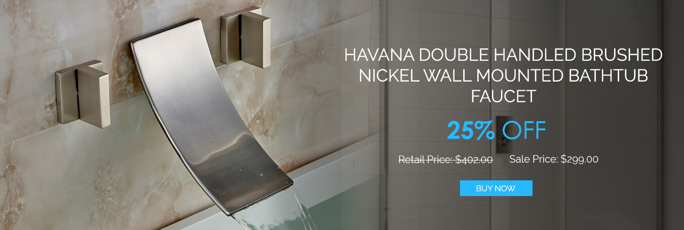 Havana Double HandLED Brushed Nickel Wall Mount Bathtub Faucet
