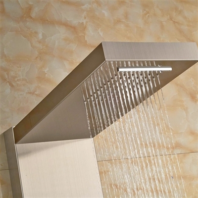 Contemporary Massage Shower Panel with Brushed Nickel Finish