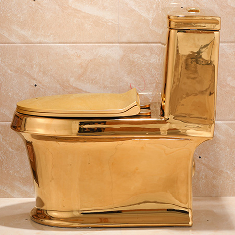 European Ceramic Floor Mount Lavatory In Shiny Gold
