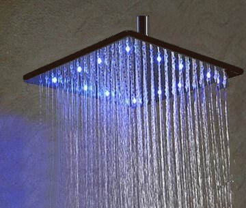 BathSelect 16" Oil Rubbed Bronze Square Color Changing LED Rain Shower Head