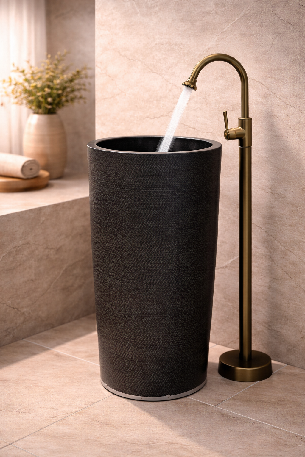 Black Pedestal Sink Modern Bathroom
