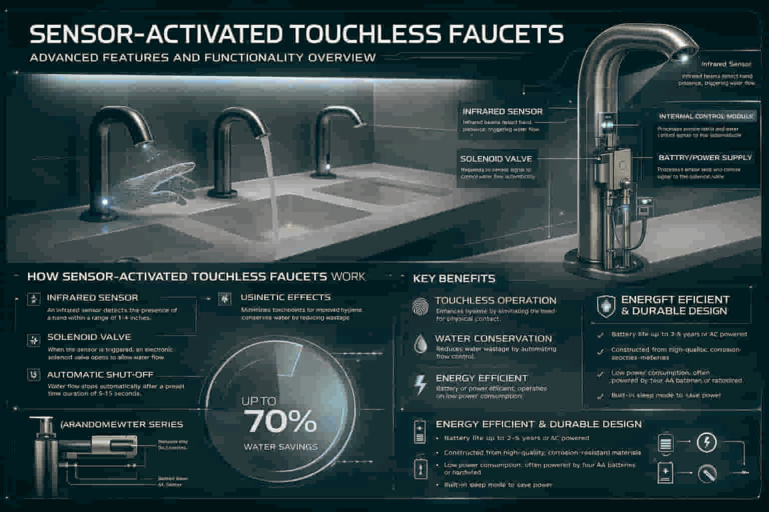 Project Gallery: A bathroom in an airport concourse with touchless faucets and dispensers