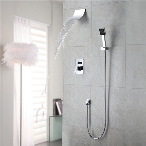 Annapolis Polished Chrome Wall Mount Waterfall Shower Set