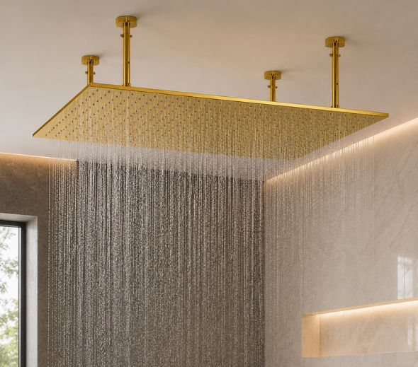 BathSelect brushed gold shower head collection
