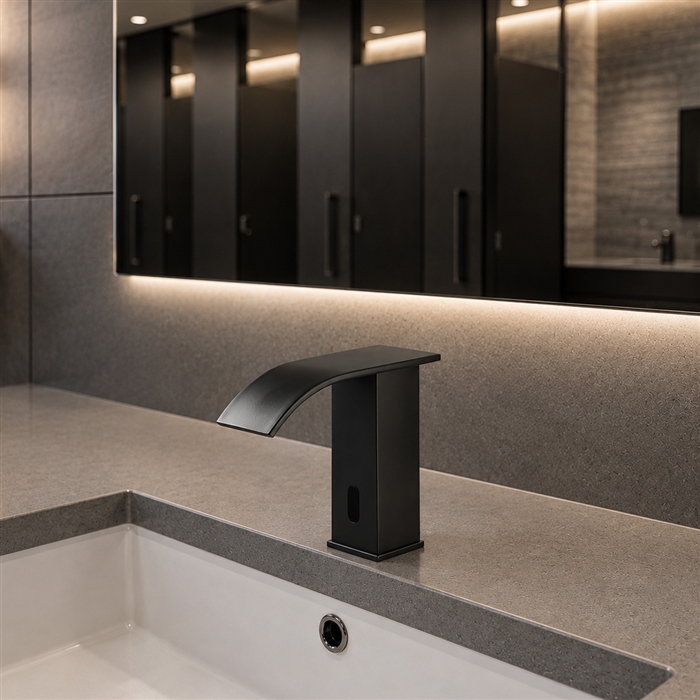 Touchless faucet for commercial restroom applications