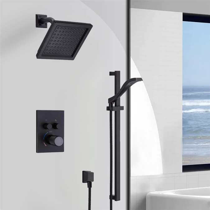 Ancona Wall Mount Matte Black Square Shower Head