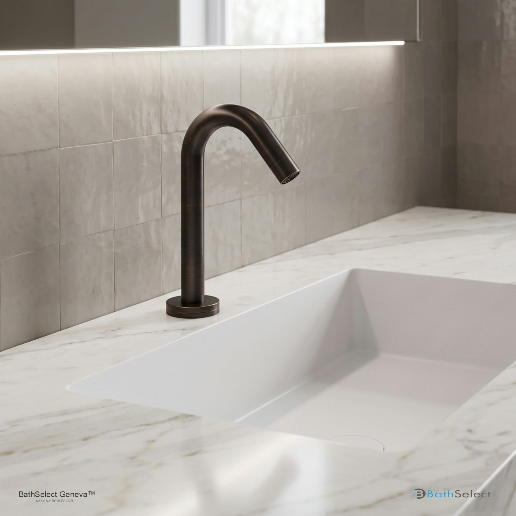 BathSelect Geneva Oil Rubbed Bronze Deck Mounted Smart Touch Sensor Faucet