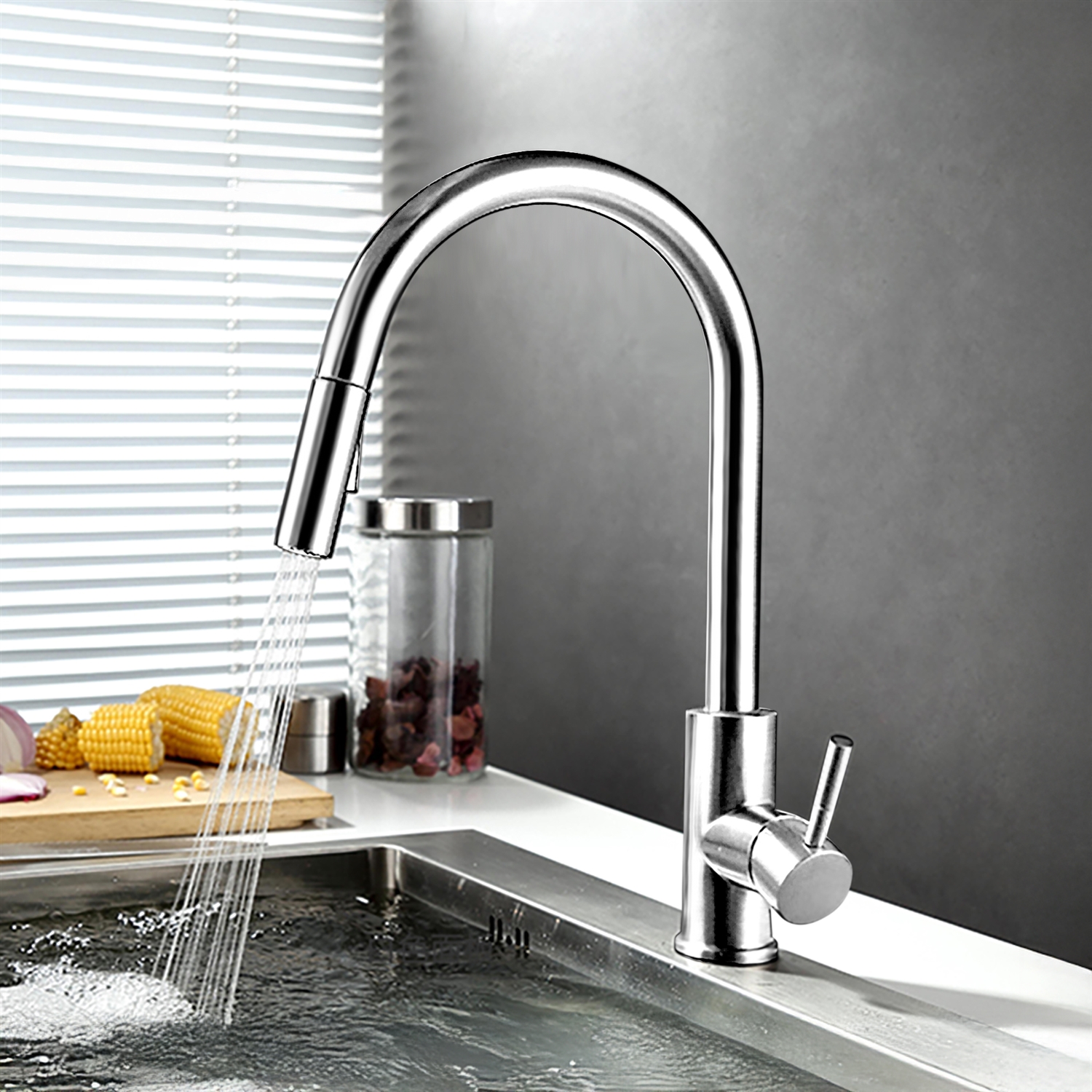 BathSelect Bevagna Single Handle Kitchen Touch Faucet With Pull Down Sprayer in Chrome