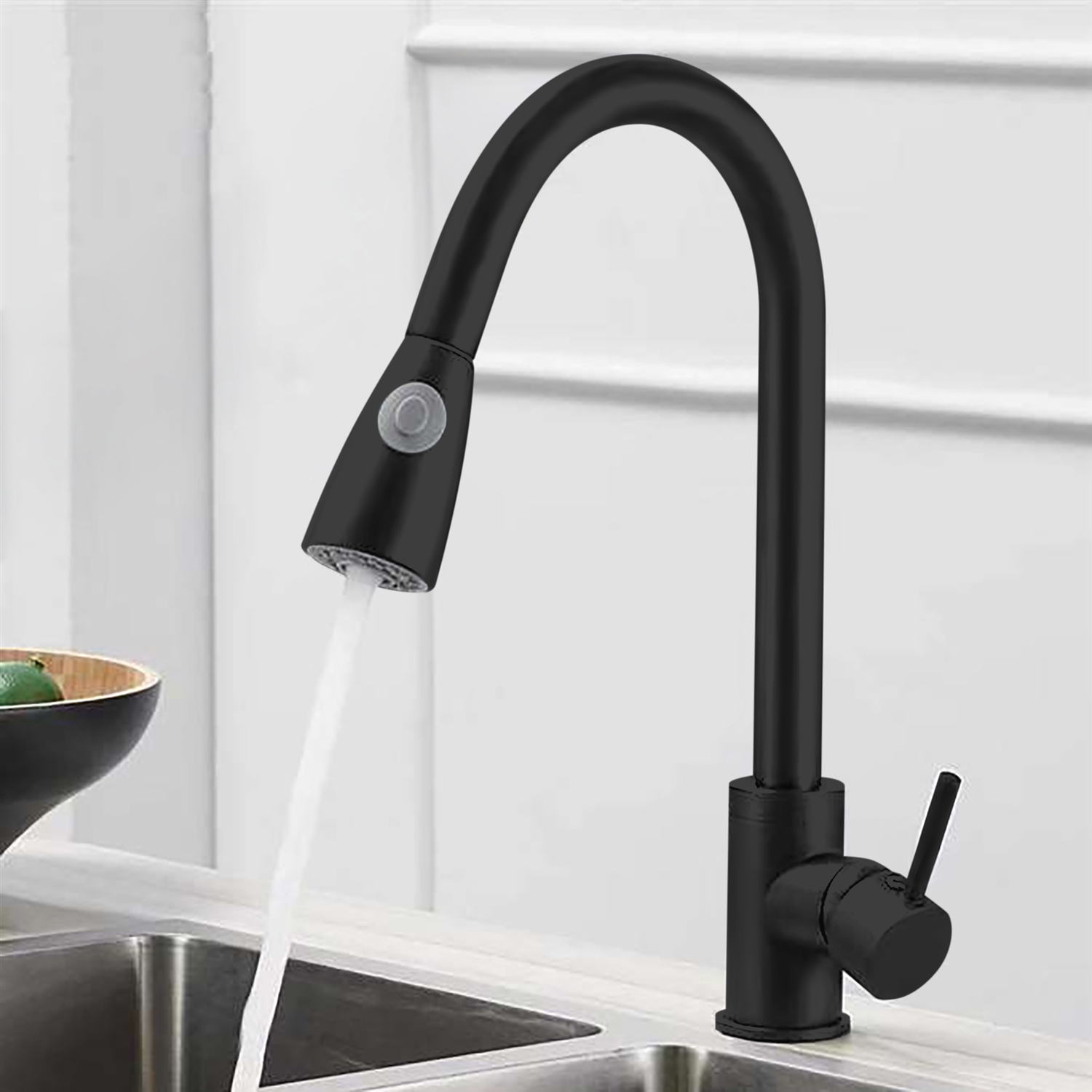 BathSelect Sabiote Matte Black Single Handle Hot and Cold Sensor Touch Kitchen Sink Faucet