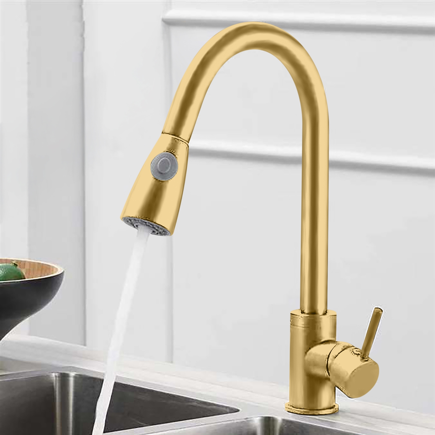 BathSelect Sabiote Brushed Gold Single Handle Hot and Cold Sensor Touch Kitchen Sink Faucet