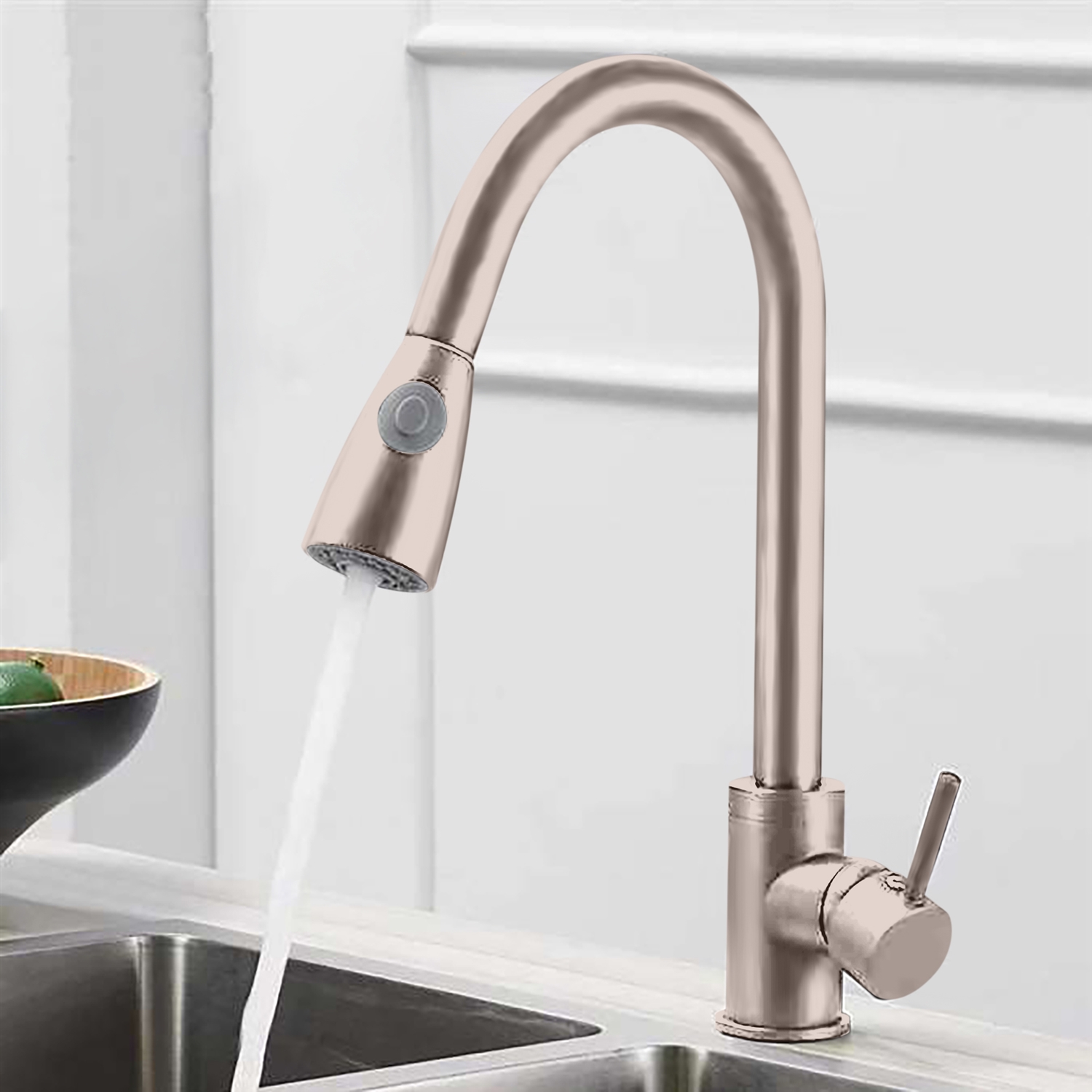 BathSelect Sabiote Brushed Nickel Single Handle Hot and Cold Sensor Touch Kitchen Sink Faucet