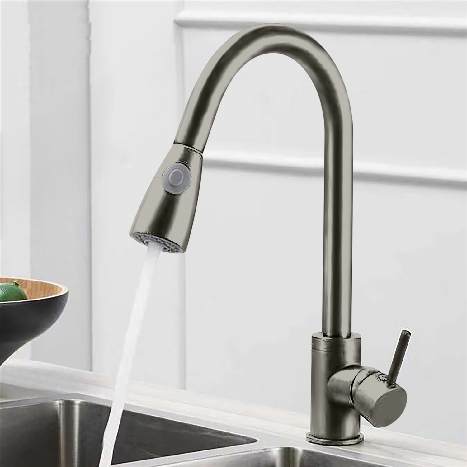 BathSelect Sabiote Gun Metal Gray Single Handle Hot and Cold Sensor Touch Kitchen Sink Faucet