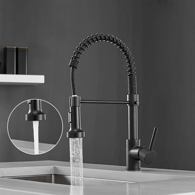 BathSelect Melun Single Handle Kitchen Touch Faucet With Pull Down Sprayer in Matte Black