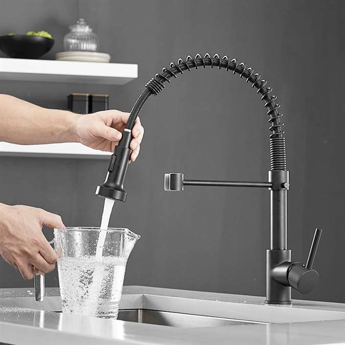 BathSelect Melun Single Handle Kitchen Touch Faucet With Pull Down Sprayer in Matte Black