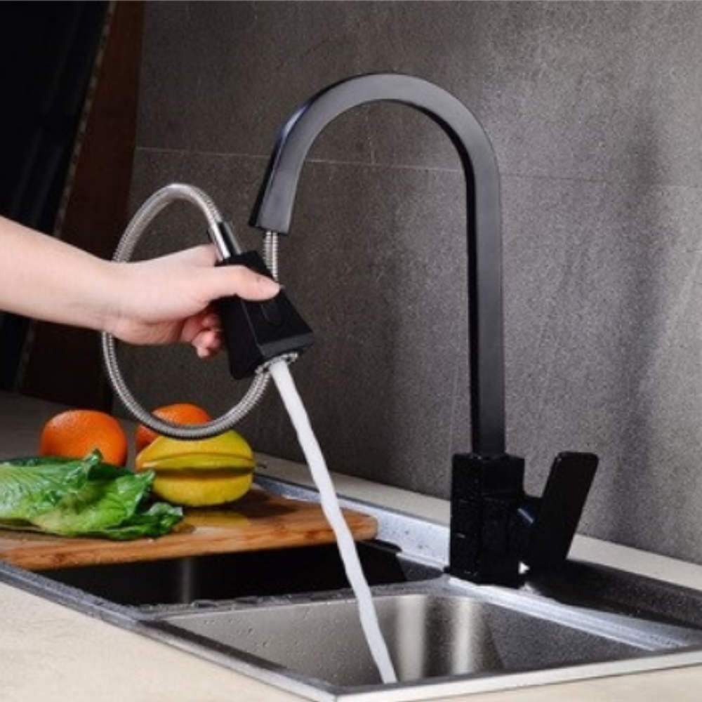 BathSelect Quarto Matte Black Dual Moder Kitchen Sink Faucet with Pull Out Sensor Touch