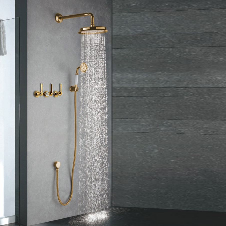 Naples Luxury Gold Shower Set with Hand Shower & Mixer