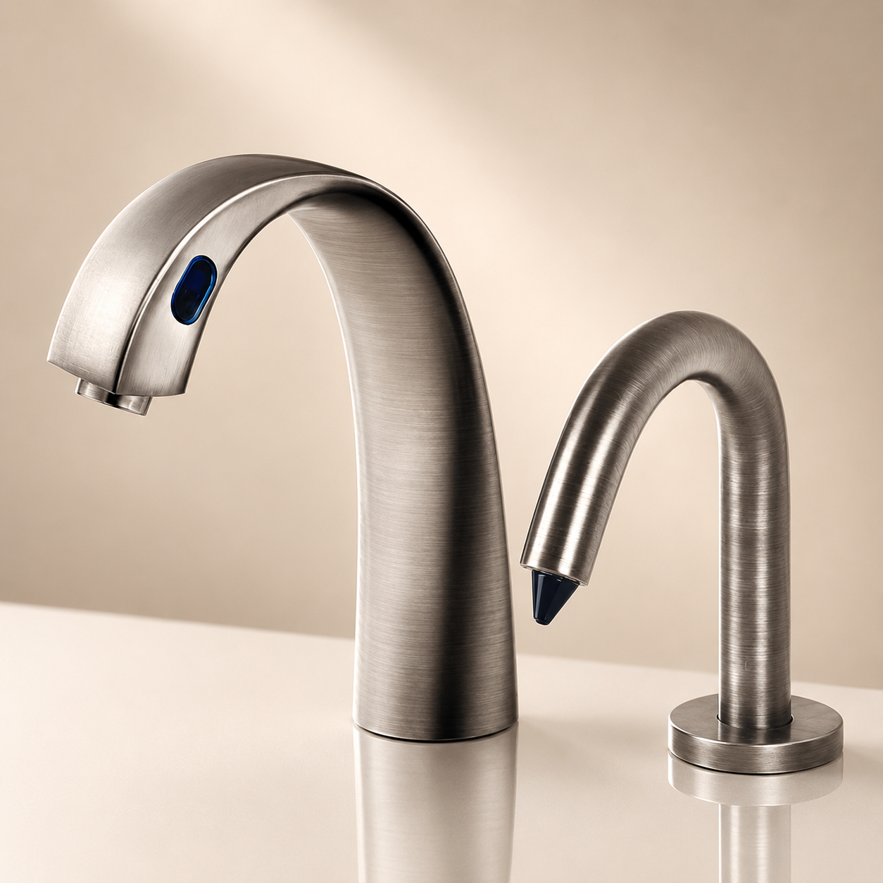 Commercial Sensor Faucet Soap Dispenser application card for high-traffic public restroom design