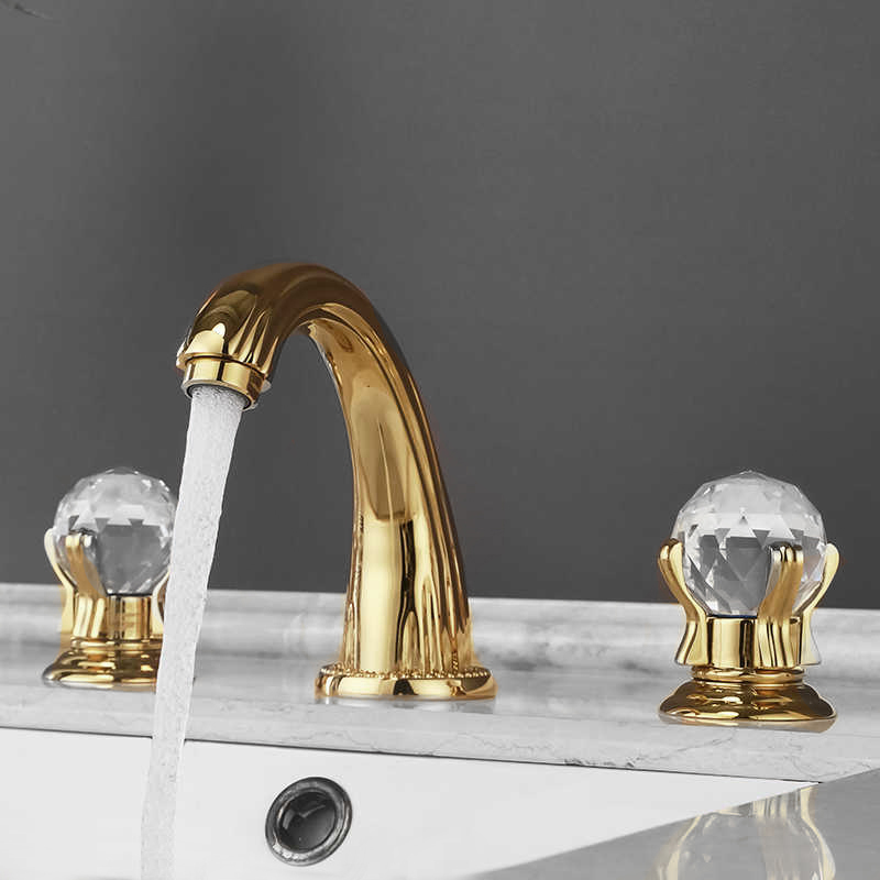 Vicenza Dual Handle Gold Finish Bath Faucet with Hot/Cold Mixer