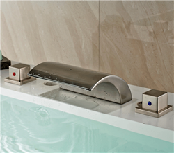 Caracas Deck Mount Two Handled Waterfall Bathtub LED Faucet