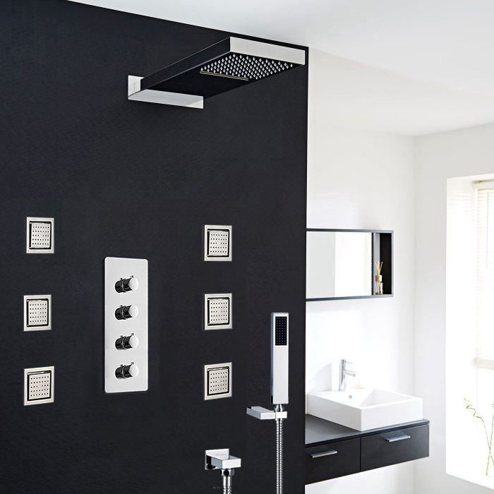 Taranto Thermostatic Shower Set with Rainfall Shower Head & Hand Shower