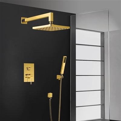 Bravat Wall Mount Gold Square Shower Head