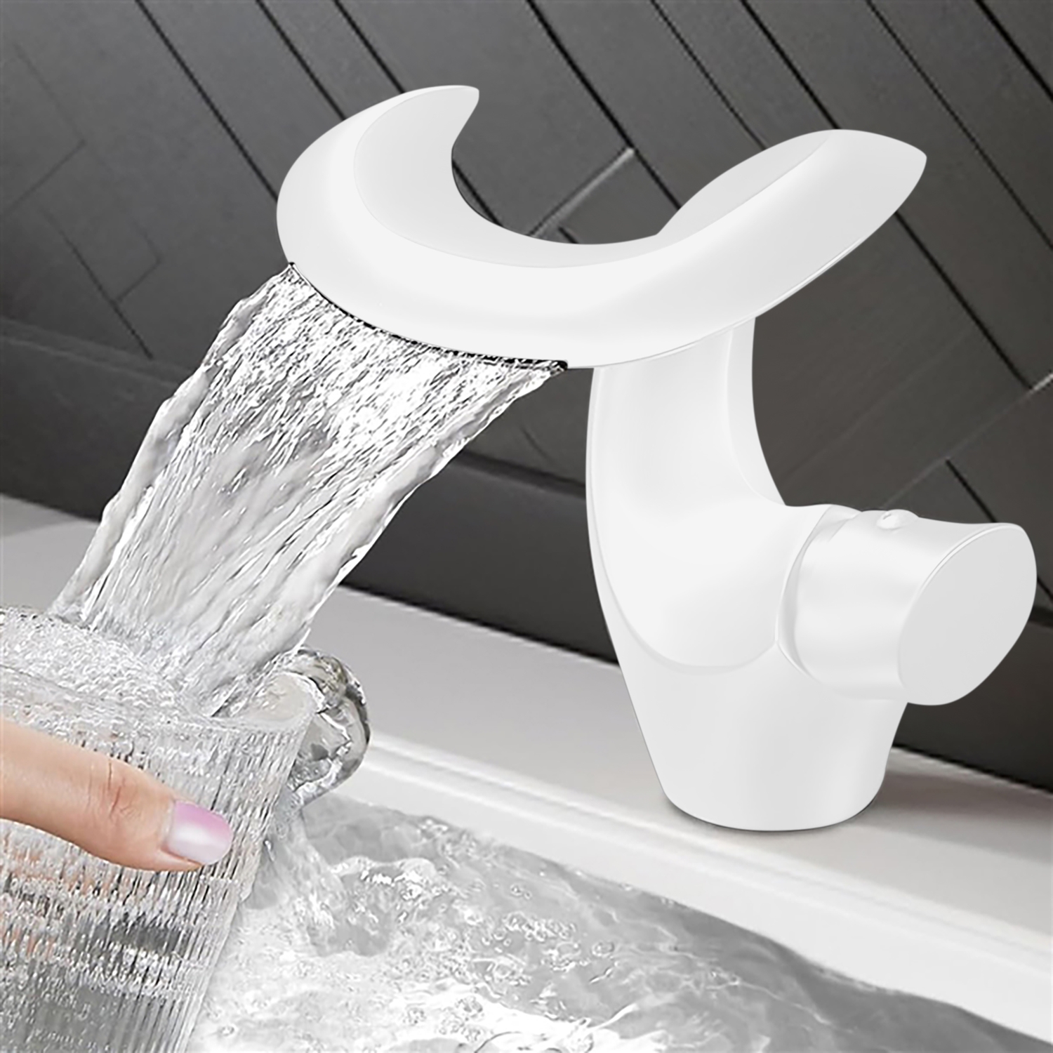 BathSelect BS7758MW Matte White Bathroom Faucet