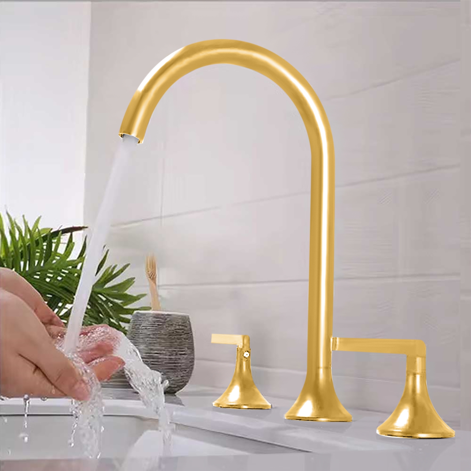 BathSelect Le Portel Gold Widespread Rotation Basin Faucet