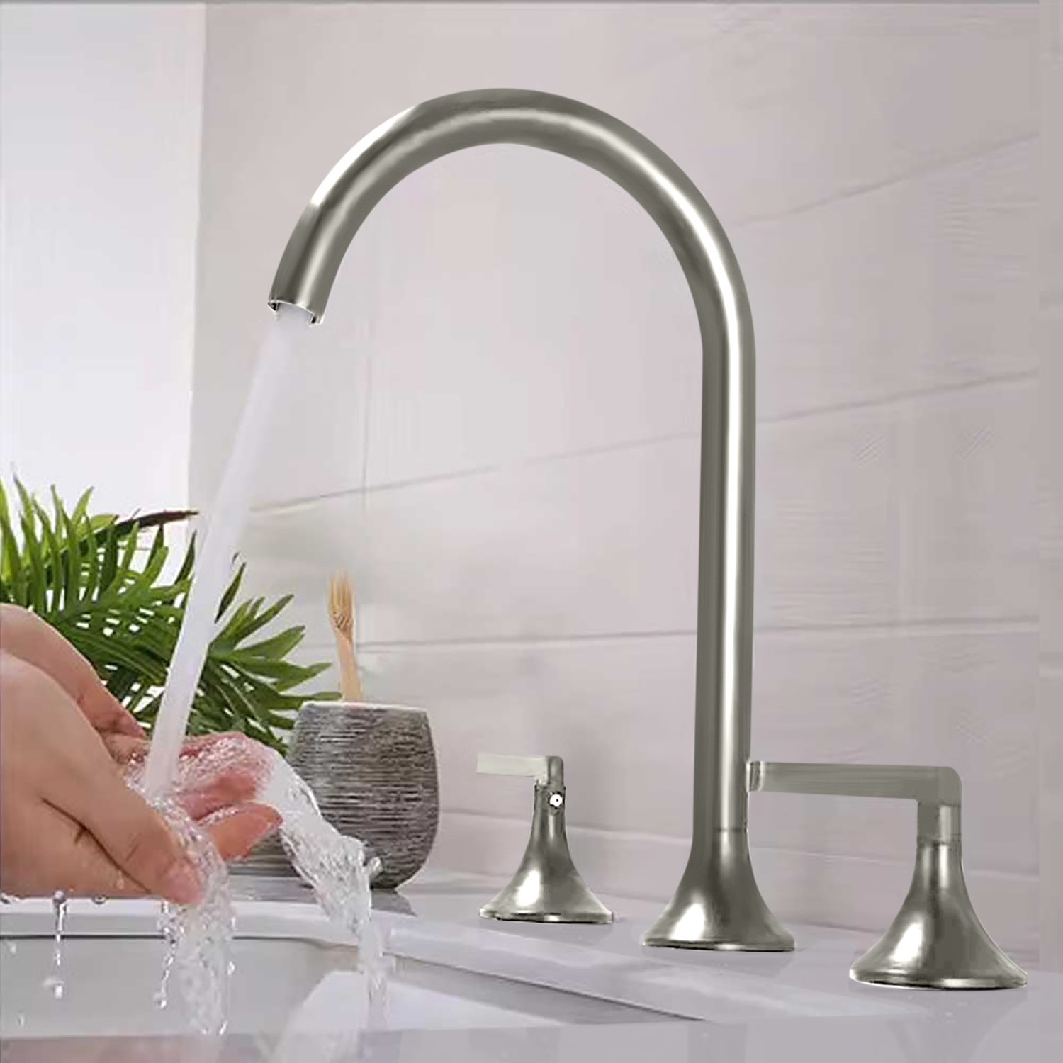 BathSelect Le Portel Gun Metal Gray Widespread Rotation Basin Faucet