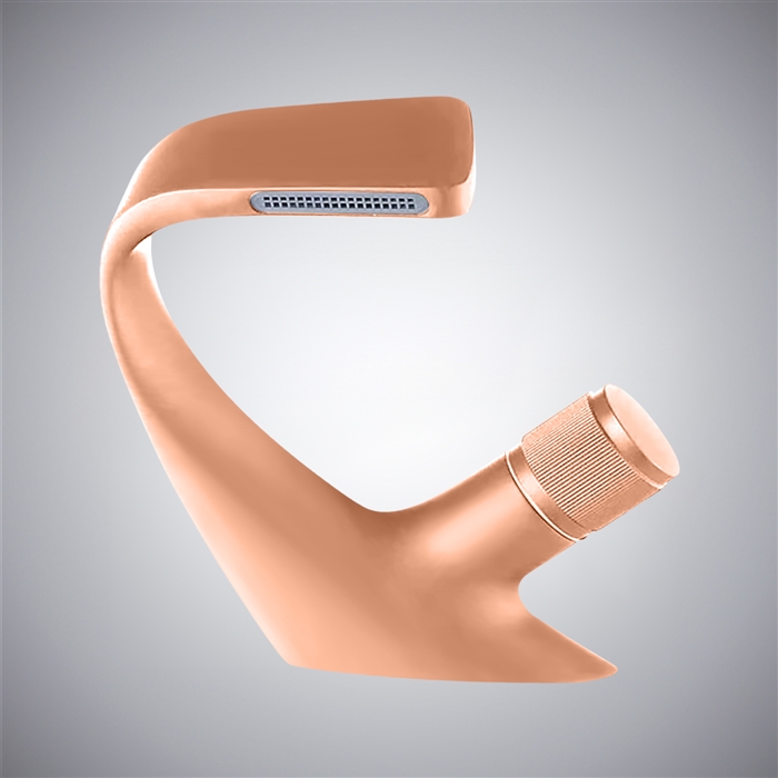 BathSelect Aquael Flow Rose Gold Deck Mounted Hot and Cold Basin Faucet