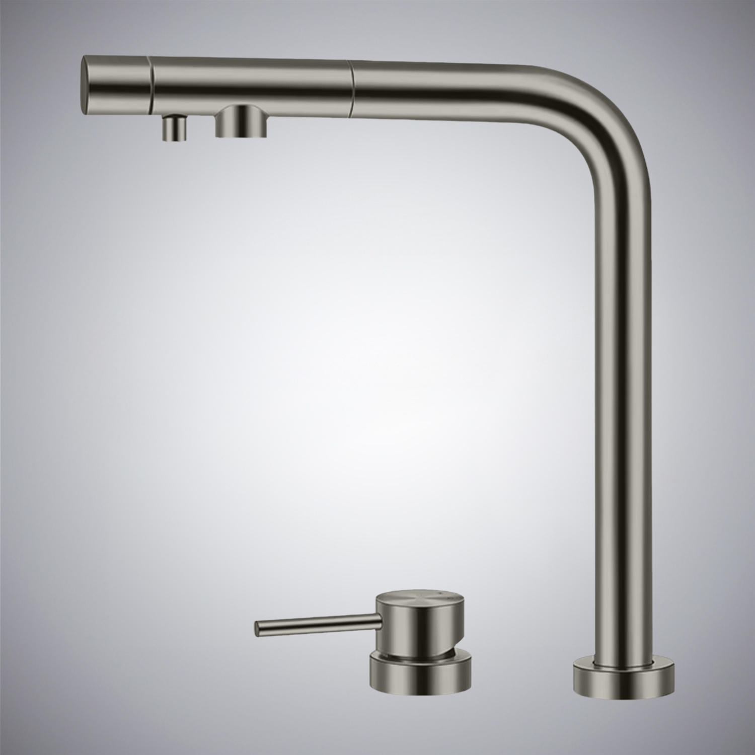 BathSelect Rivage Gun Metal Gray 3 In 1 Hot And Cold Pull Out Kitchen Faucet