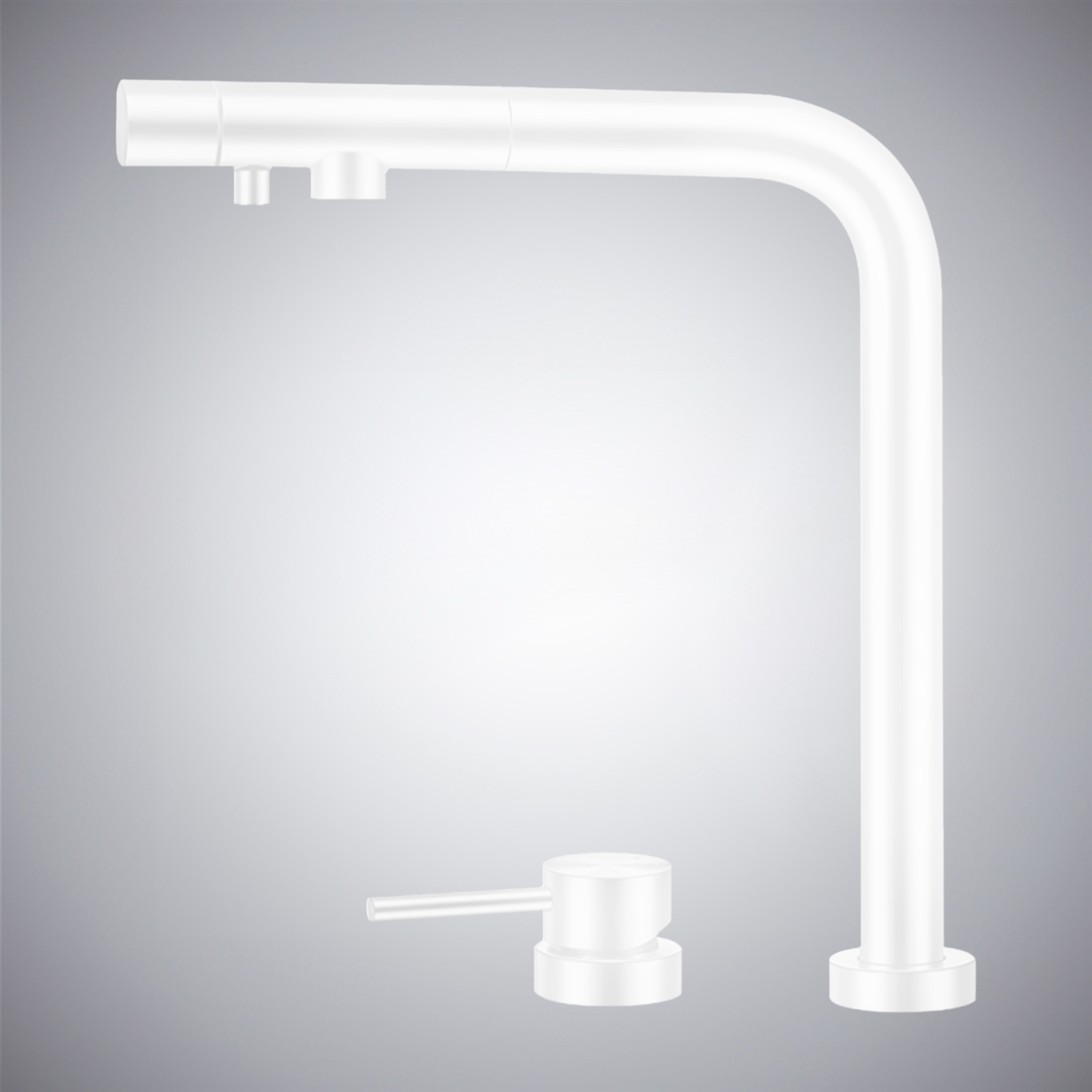 BathSelect Rivage Matte White 3 In 1 Hot And Cold Pull Out Kitchen Faucet