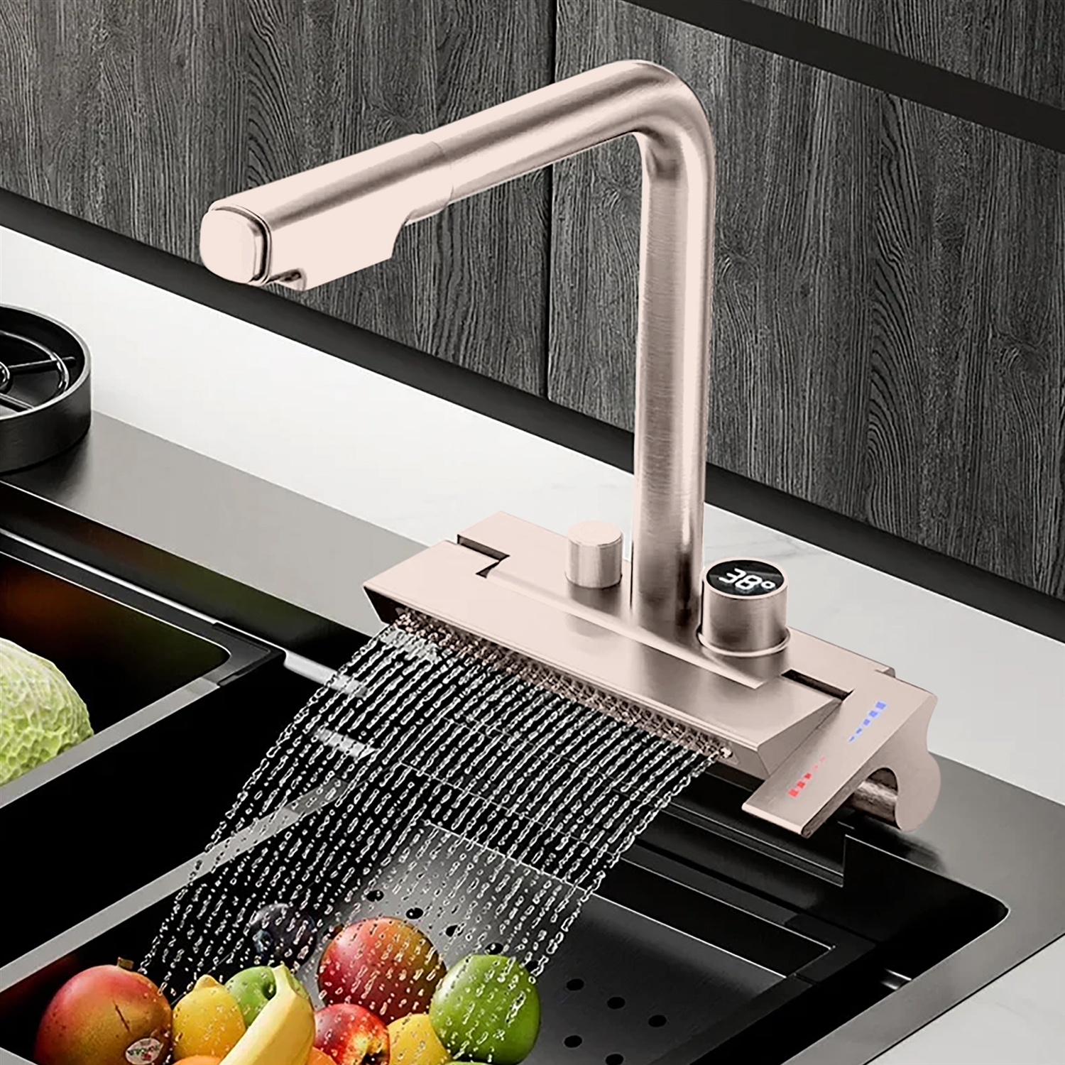 BathSelect Flot Brushed Nickel Hot And Cold Multifunctional Kitchen Faucet