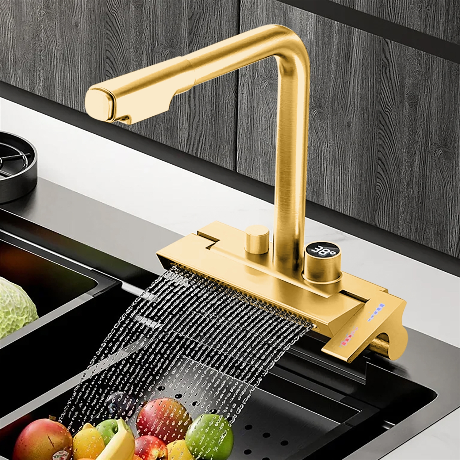 BathSelect Flot Gold Hot And Cold Multifunctional Kitchen Faucet