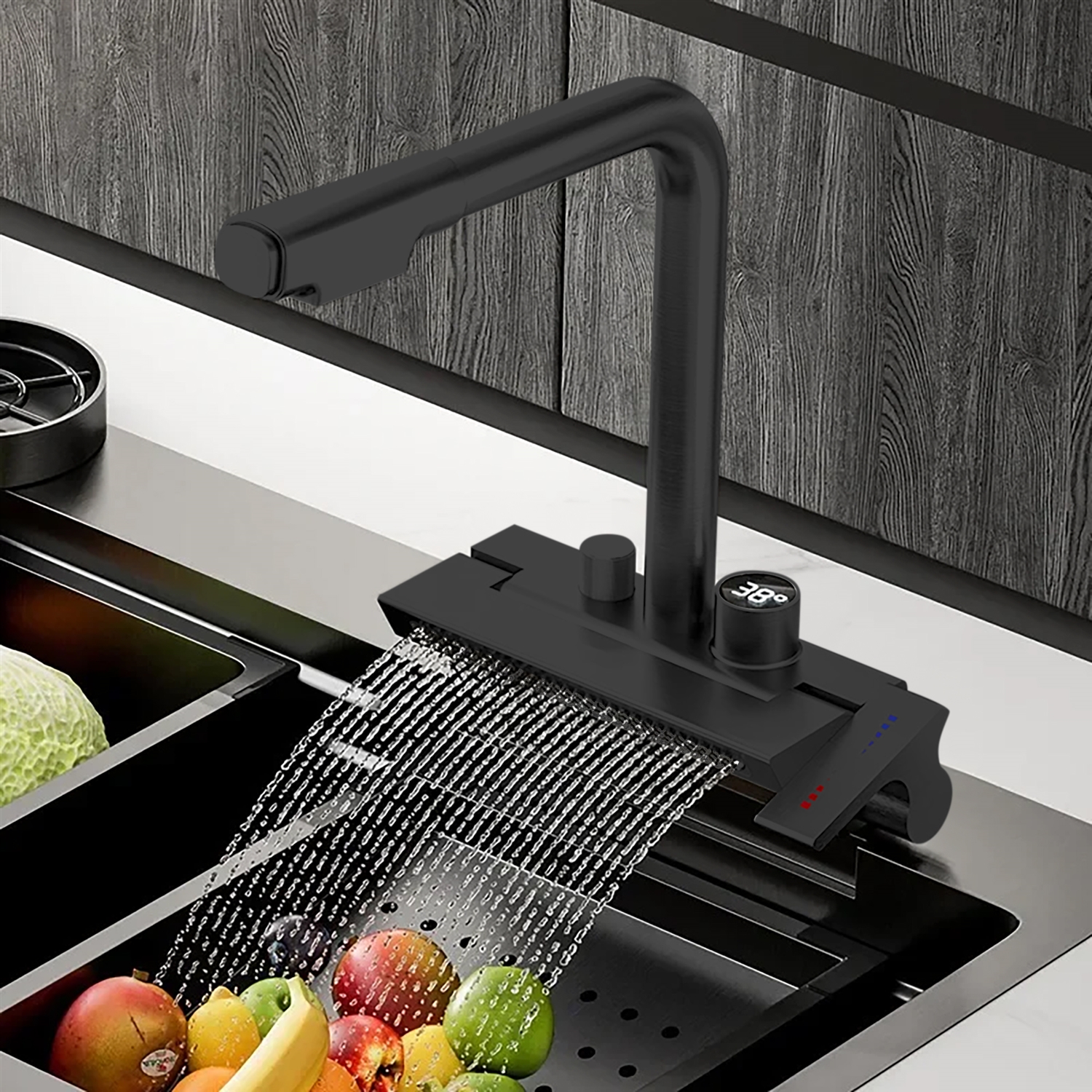 BathSelect Flot Matte Black Hot And Cold Multifunctional Kitchen Faucet