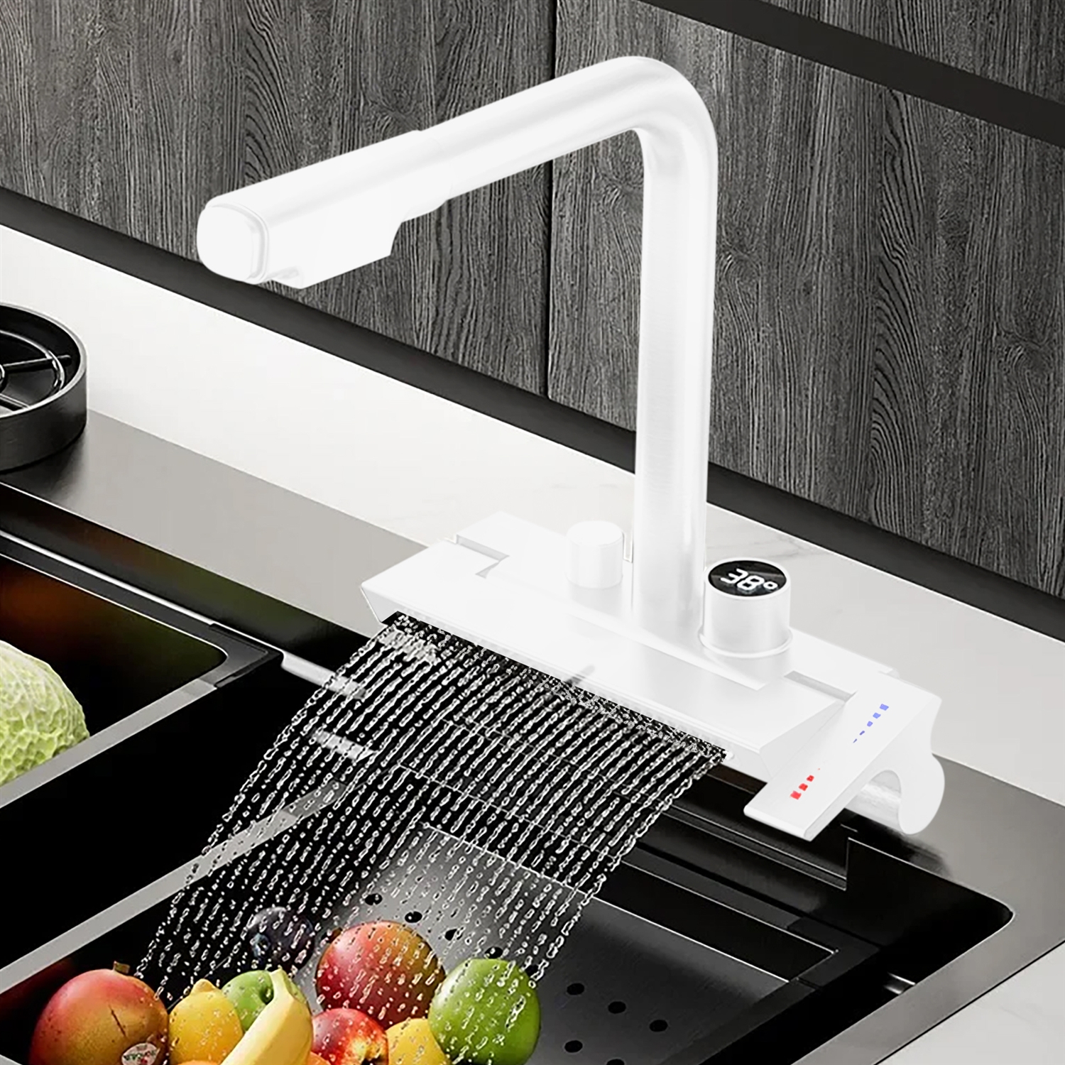 BathSelect Flot Matte White Hot And Cold Multifunctional Kitchen Faucet
