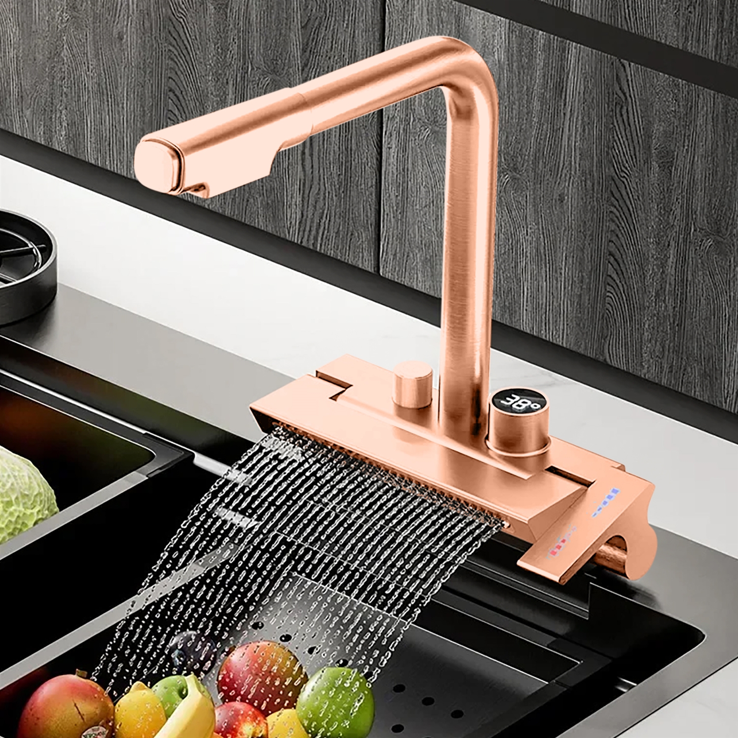 BathSelect Flot Rose Gold Hot And Cold Multifunctional Kitchen Faucet
