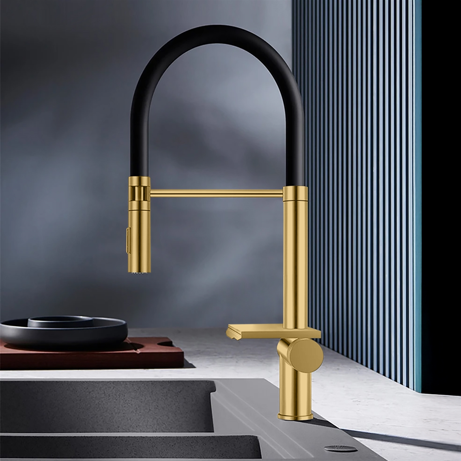 BathSelect Serein Brushed Gold Hot And Cold Multifunctional Kitchen Faucet