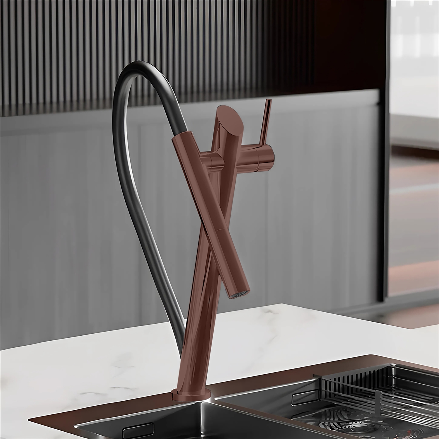 BathSelect Pluie Oil Rubbed Bronze Pull Out Magnetic Suction Kitchen Faucet