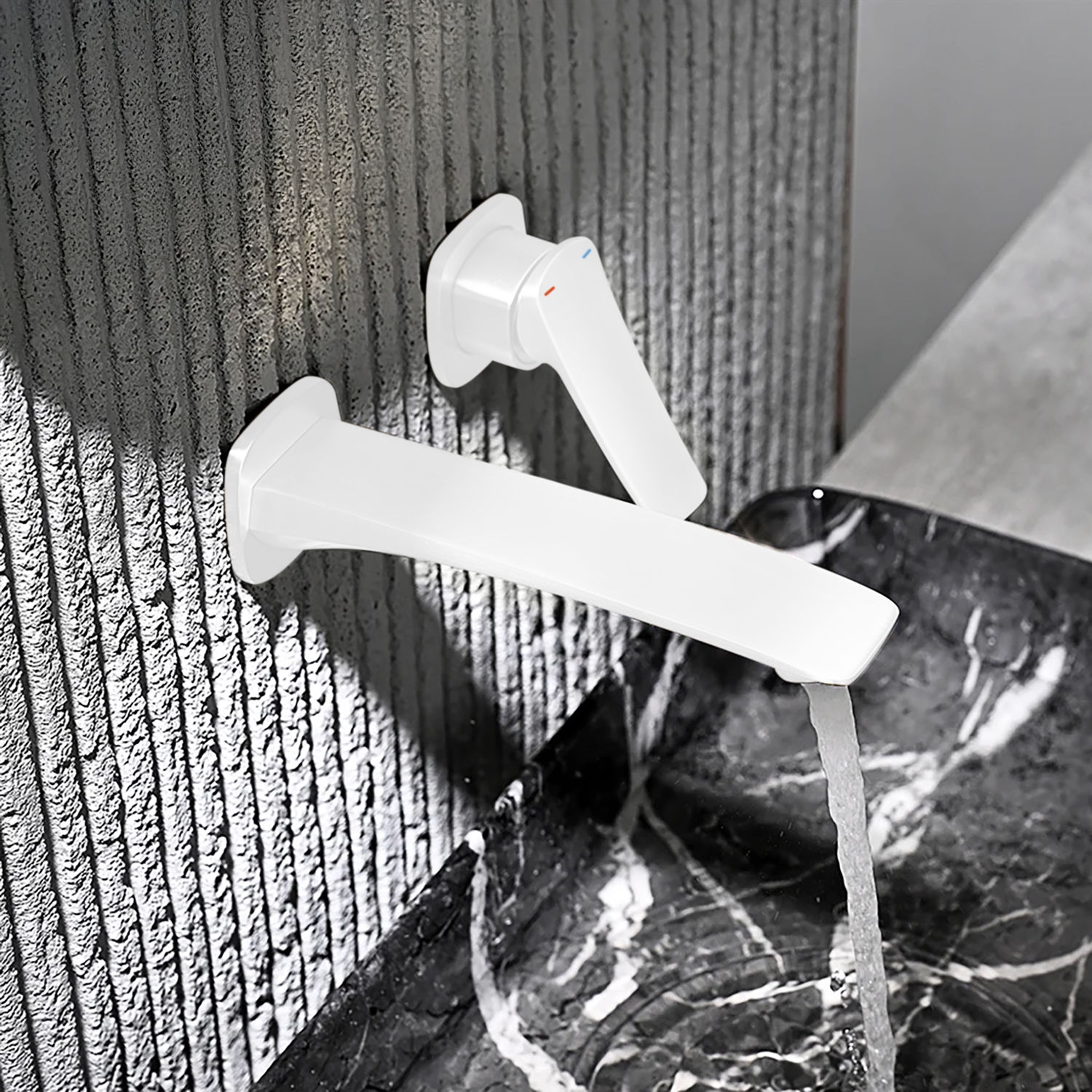 BathSelect Frisch Matte White Hot and Cold Bathroom Sink Faucet