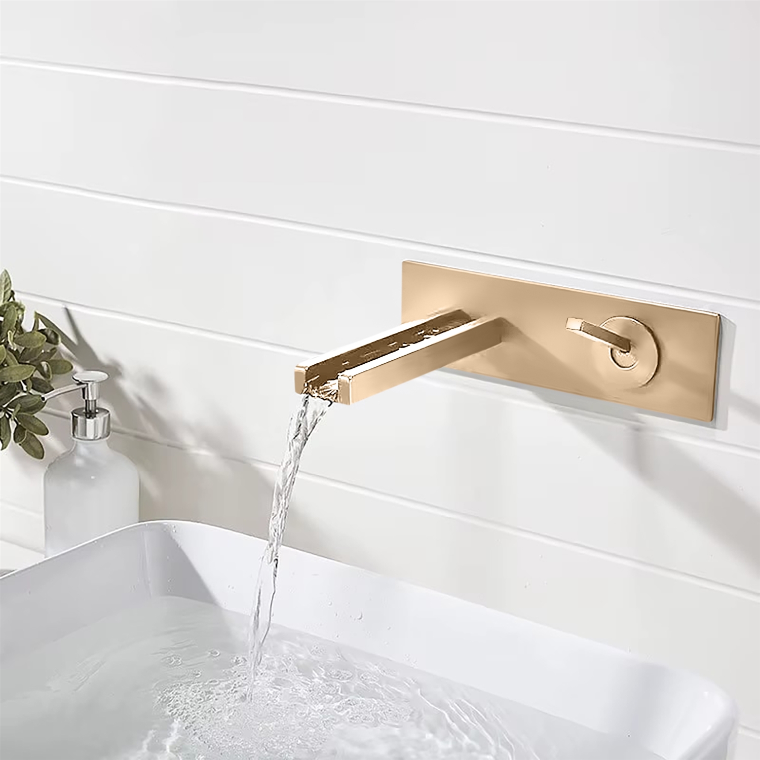 BathSelect Quelle Champagne Waterfall Hot and Cold LED Basin Faucet