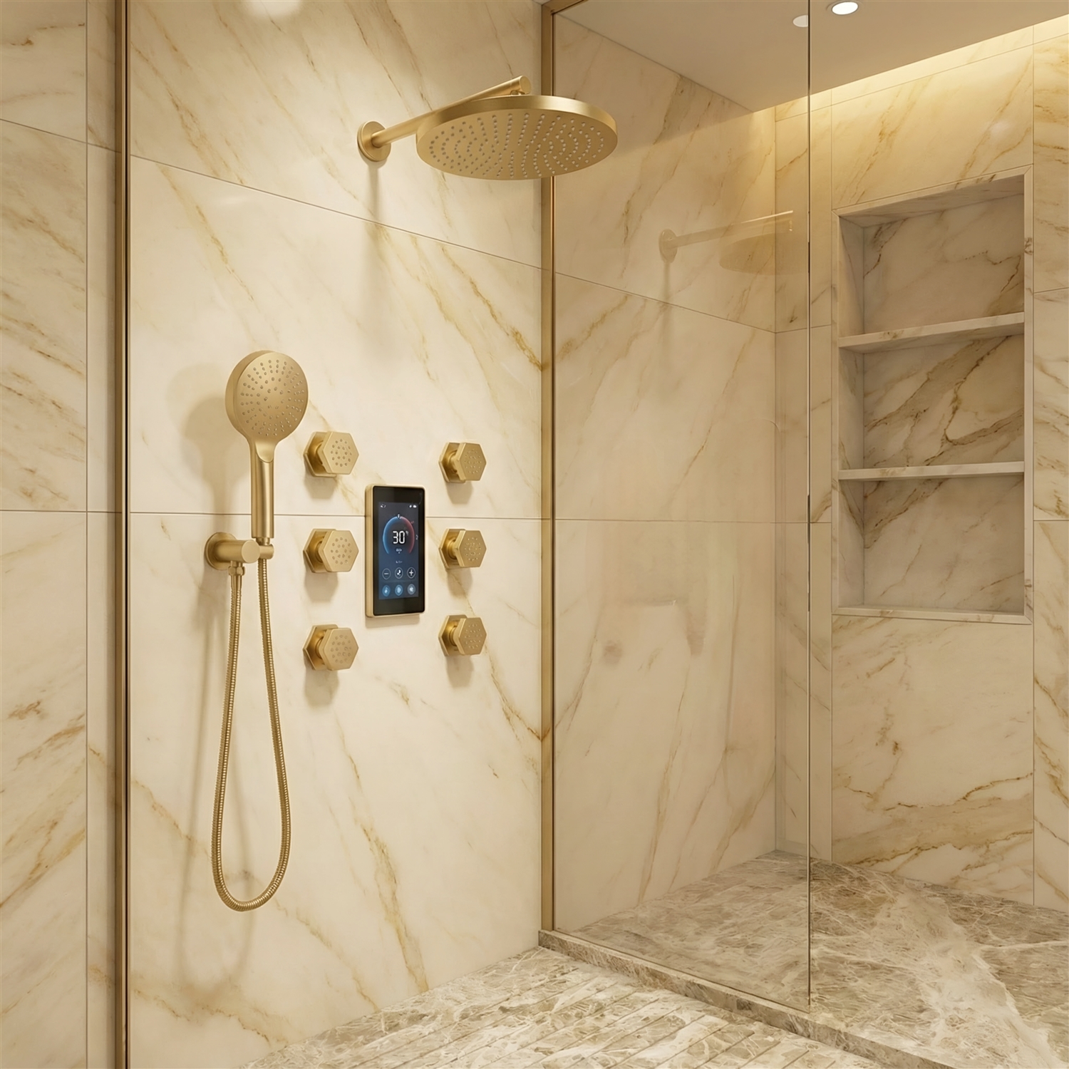 city hotel guest bathroom ceiling-mounted rain shower system