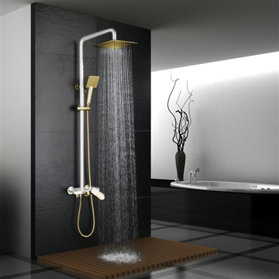 Saint-Denis Luxurious Exposed White and Gold Bathroom Shower Set