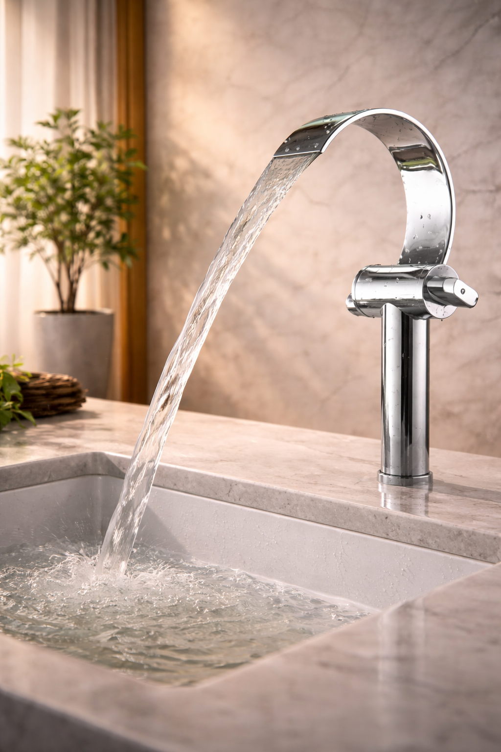 Modern bathroom fixture in chrome