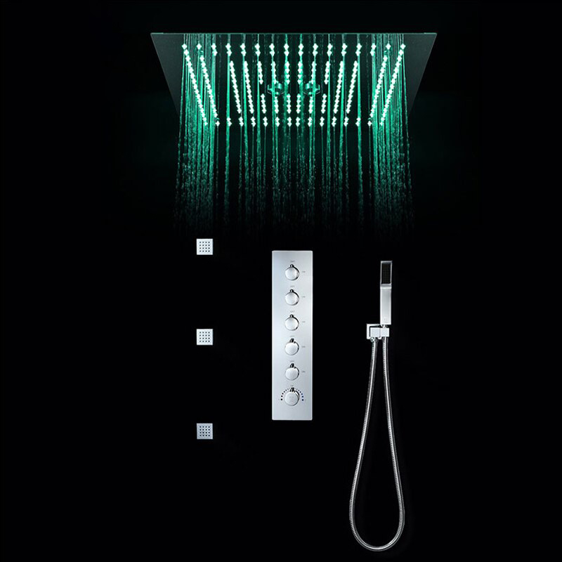 BathSelect Modern Design LED Rain Shower Head with Chrome Jet Spray