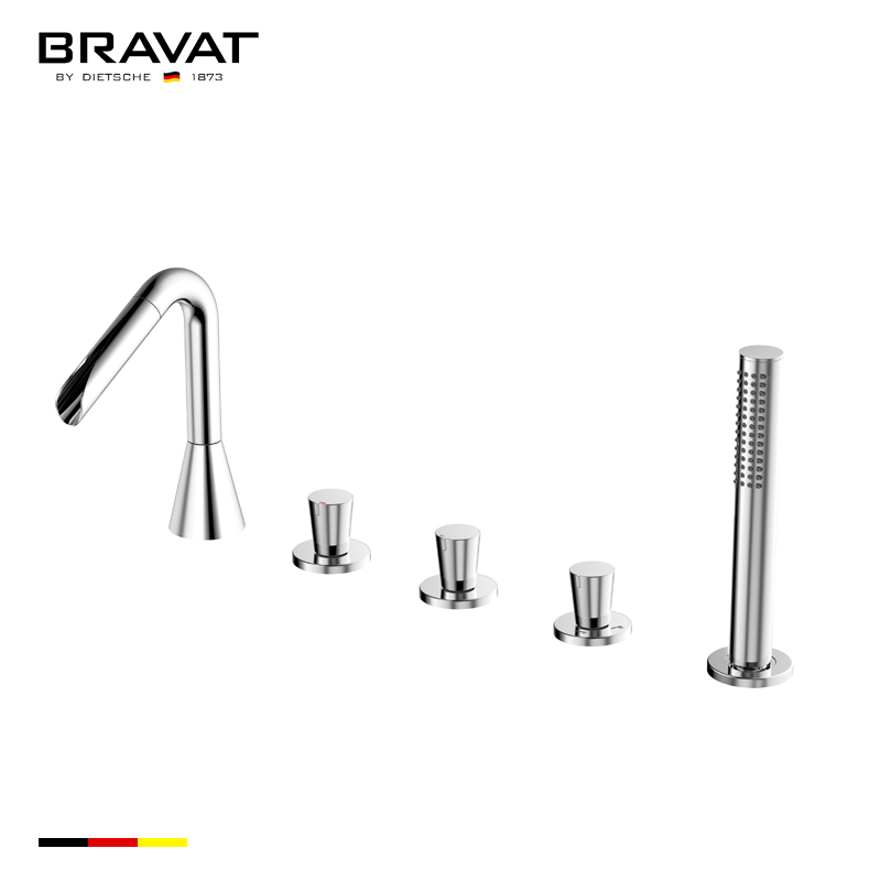 Bravat Modern Bathtub Shower And Hand held Shower Mixer Faucet Set