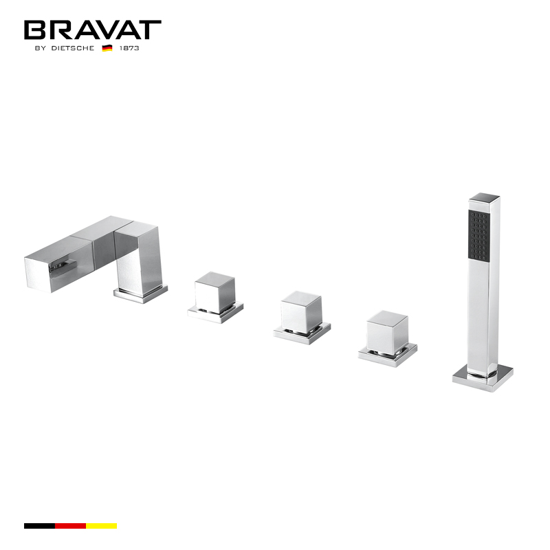 Bravat Triple Handle Bathtub Faucet With Handheld Shower