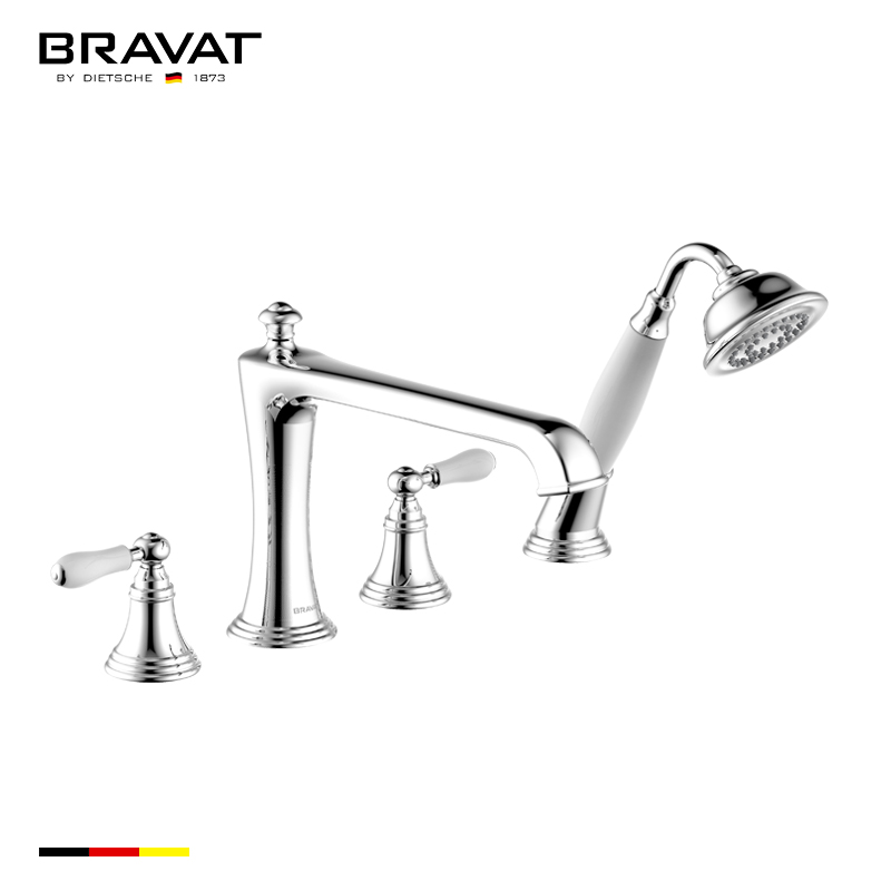Bravat Bathtub Faucet With Handheld Shower In Chrome