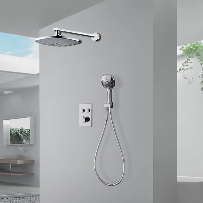 Oregon Wall Mount Thermostatic Bathroom Rainfall Shower Mixer in Brass Chrome Finish