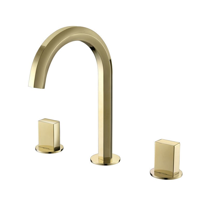 Find Our Crimea Dual Handle Deck Mount Sink Faucet In Brushed Gold Finish